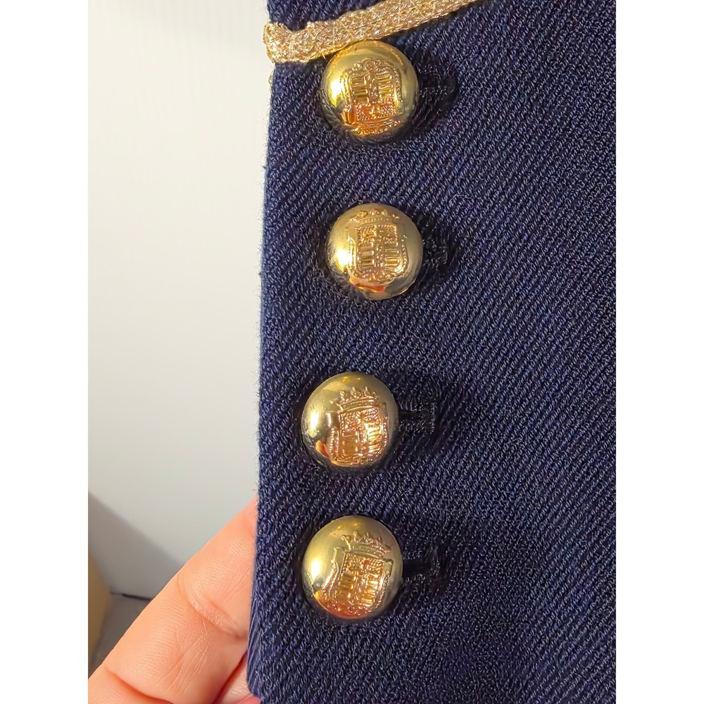 Zara Woman Navy Blue Gold Military Hussar Braided Embroidery Jacket XS 8057/697 - Picture 8 of 14